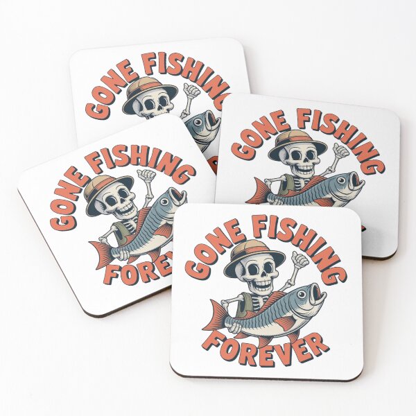Item preview, Gone Fishing Forever – Funny Skeleton Fisherman Dark Humor T-Shirt designed and sold by HubCreates.