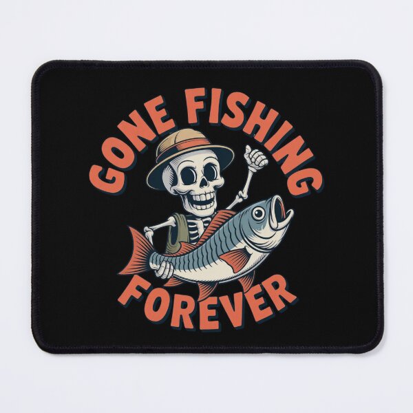 Item preview, Gone Fishing Forever – Funny Skeleton Fisherman Dark Humor T-Shirt designed and sold by HubCreates.