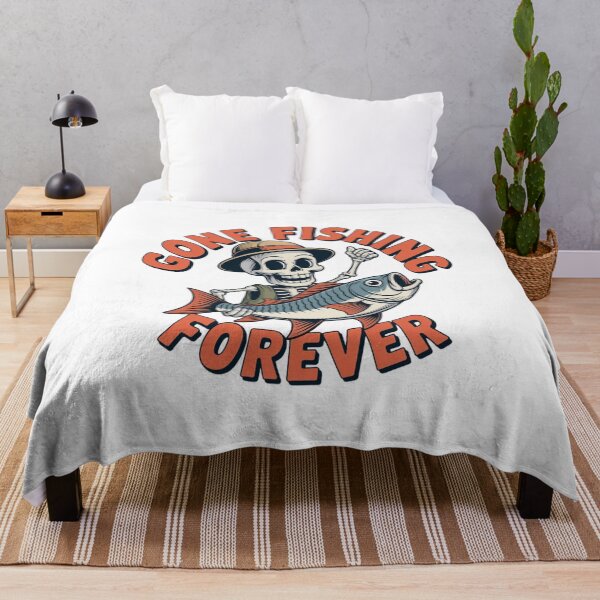 Item preview, Gone Fishing Forever – Funny Skeleton Fisherman Dark Humor T-Shirt designed and sold by HubCreates.