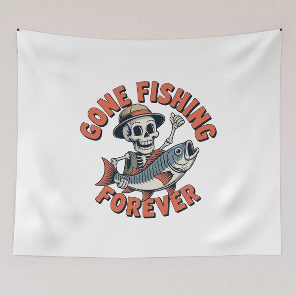 Item preview, Gone Fishing Forever – Funny Skeleton Fisherman Dark Humor T-Shirt designed and sold by HubCreates.