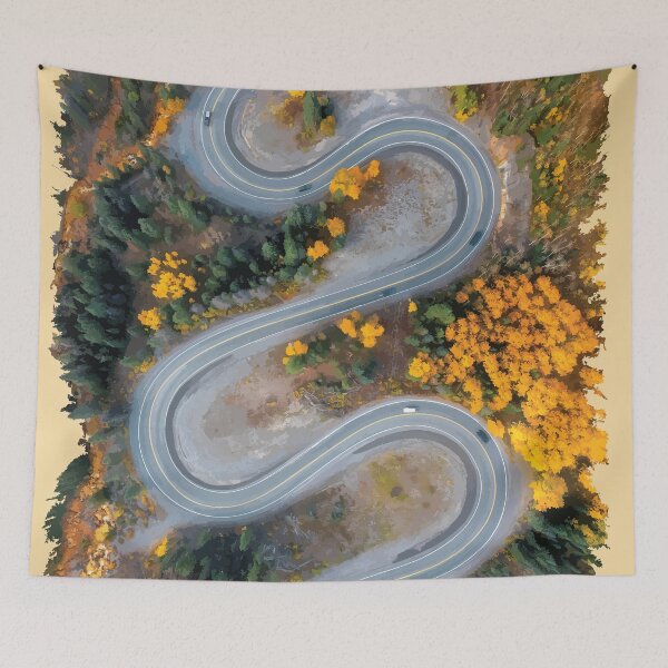 Item preview, Winding Mountain Road Through Autumn Forest designed and sold by Arturo Daniel Garcia Palomo.