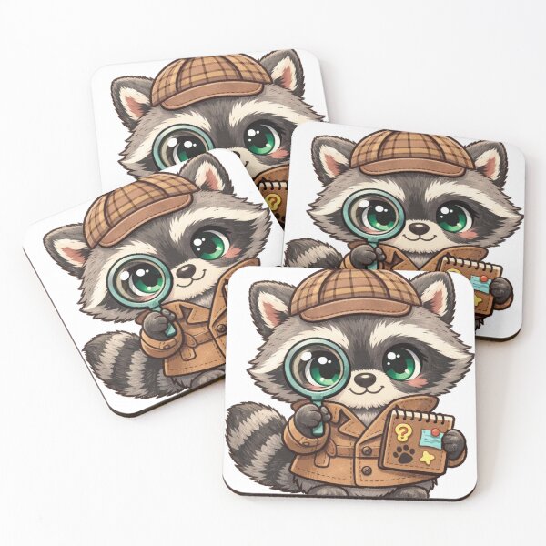 Item preview, ute Baby Raccoon Detective Mystery Solver Art designed and sold by LegatoDesigne.