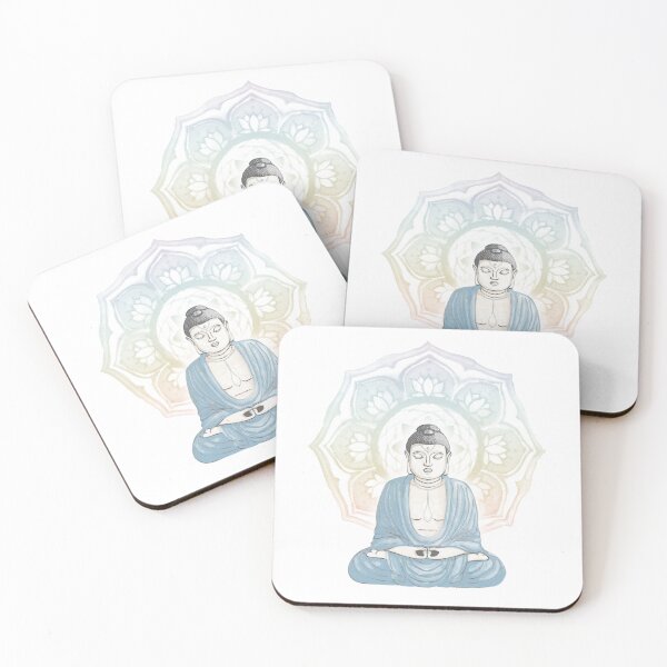 Item preview, Buddha Padma Watercolor - Dove Slate Sky - Rainbow Sorbet Halo designed and sold by Irene Estelle.