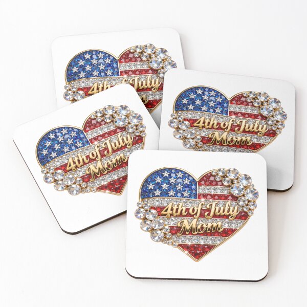 Item preview, USA 250th, 4th of July Mom, Rhinestone Heart America Flag with rhinestone jeweled designed and sold by Adadita.