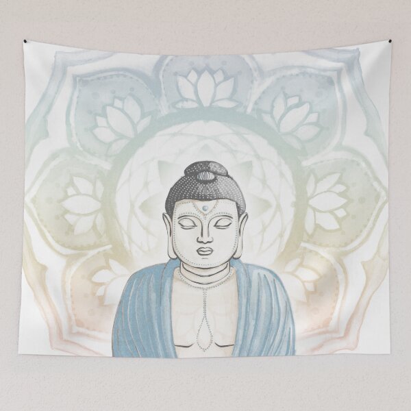 Item preview, Buddha Padma Watercolor - Dove Slate Sky - Rainbow Sorbet Halo designed and sold by Irene Estelle.