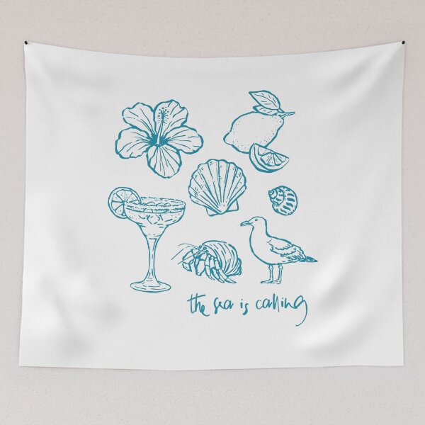 Item preview, The Sea Is Calling Sketch Hibiscus Margarita Beach Design designed and sold by izmb.