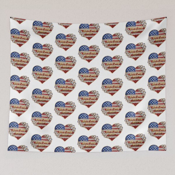 Item preview, USA 250th, 4th of July Mom, Rhinestone Heart America Flag with rhinestone jeweled designed and sold by Adadita.