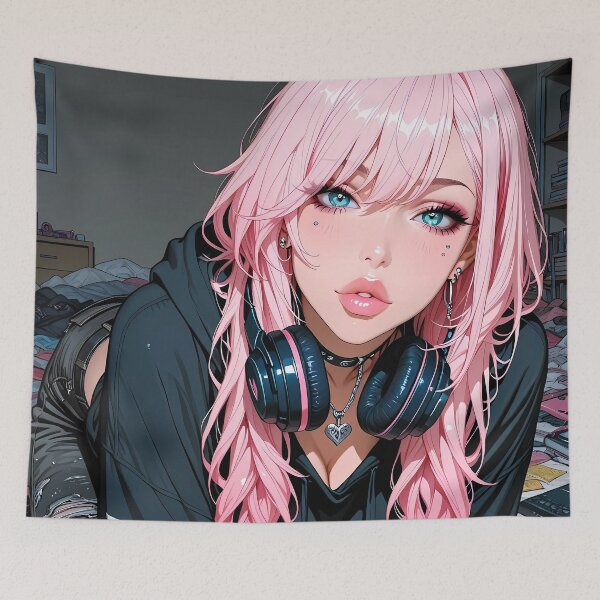 Item preview, RIPLEY: Pink Hair Gamer Girl Gaming Setup Poster designed and sold by BorgSpareParts.