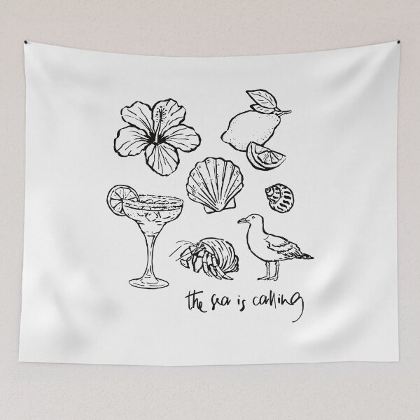 Item preview, The Sea Is Calling Beach Ocean Summer Vacation Hibiscus Lem designed and sold by izmb.