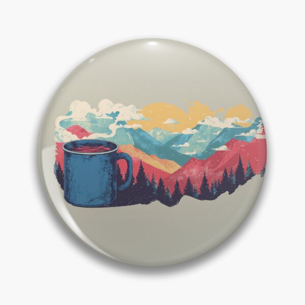 Item preview, Mountains and a blue cup of coffee designed and sold by anytka.