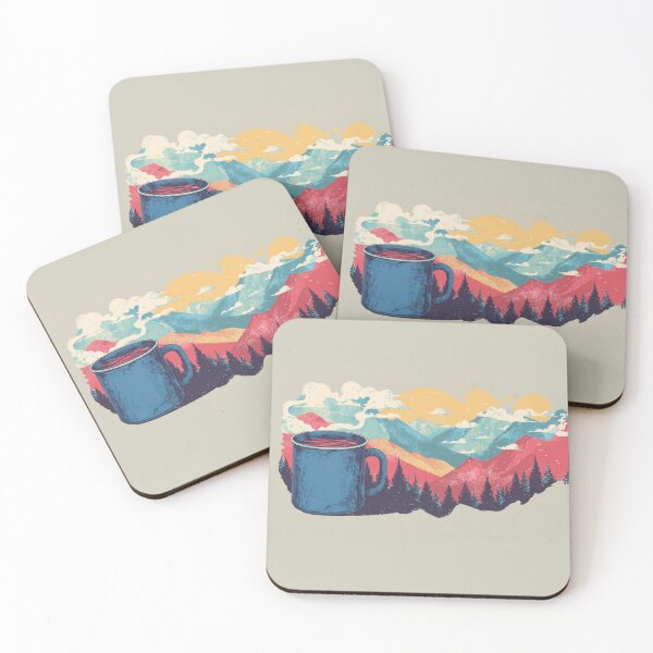 Item preview, Mountains and a blue cup of coffee designed and sold by anytka.