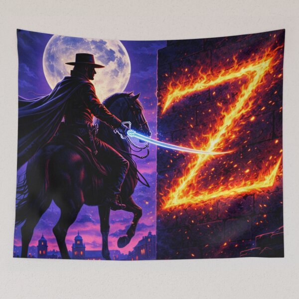 Item preview, Midnight Mark of Justice Neon Zorro Comic Legend Night Rider Art designed and sold by SHOCAMPOS DESIGNS .