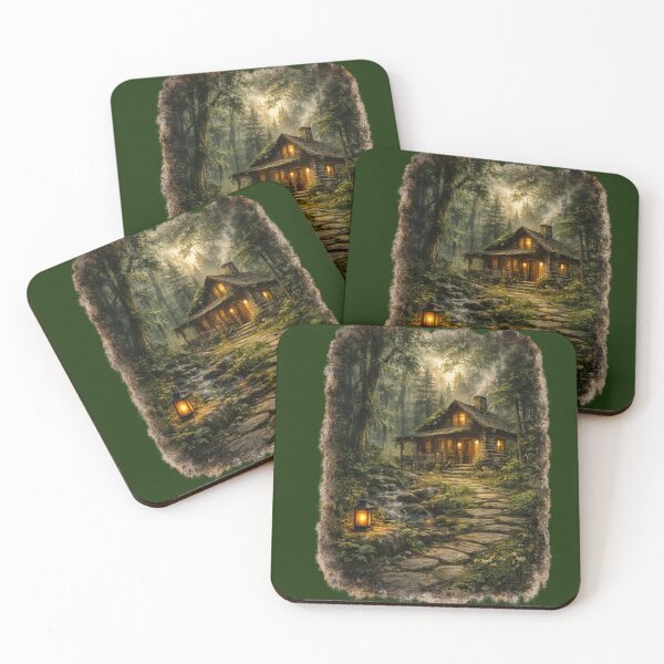 Item preview, Enchanted Forest Cabin – Cozy Woodland Cottage Art designed and sold by SamEmbersLiving.