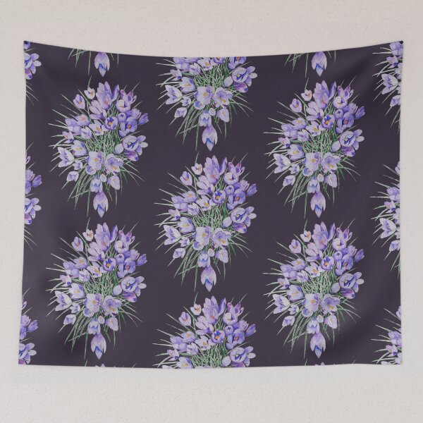 Item preview, Crocuses watercolour painting with a dark background  designed and sold by esvb.