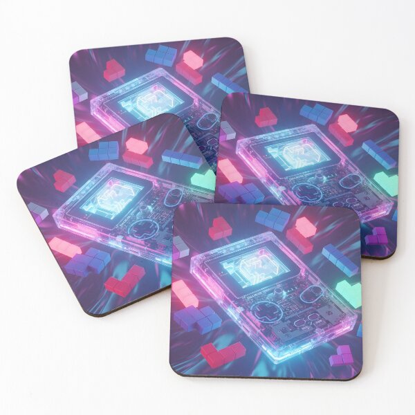 Item preview, Retro 90s Transparent Handheld Console - Neon Puzzle Blocks designed and sold by powersunlight.
