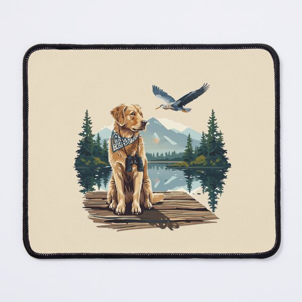 Item preview, Birdwatching Golden Retriever at Mountain Lake – Nature Lover Wildlife Dog designed and sold by Willow & Ink.