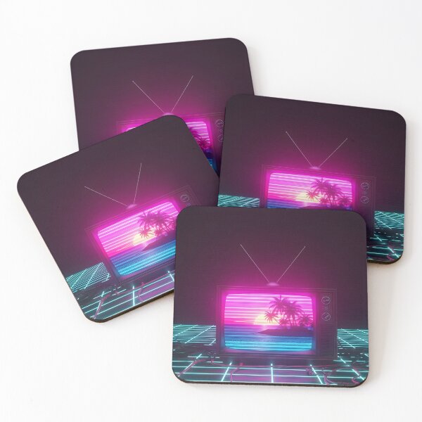 Item preview, Neon Synthwave Sunset in a Retro TV designed and sold by powersunlight.
