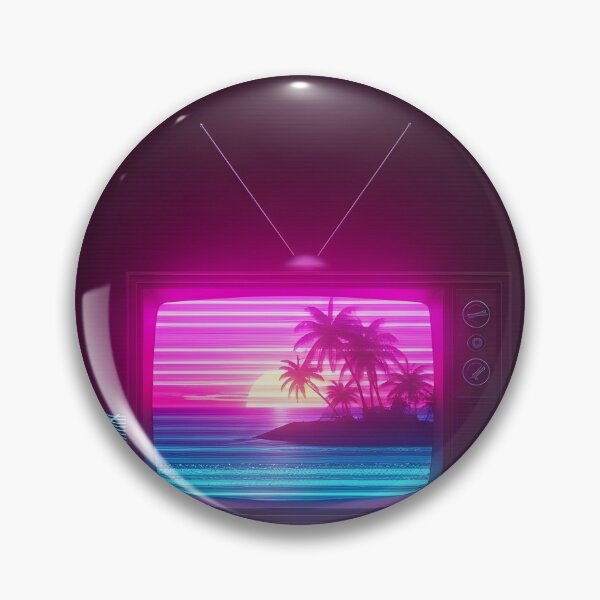 Artikelvorschau, Neon-Synthwave-Sonnenuntergang in einem Retro-Fernseher entworfen und verkauft von powersunlight.