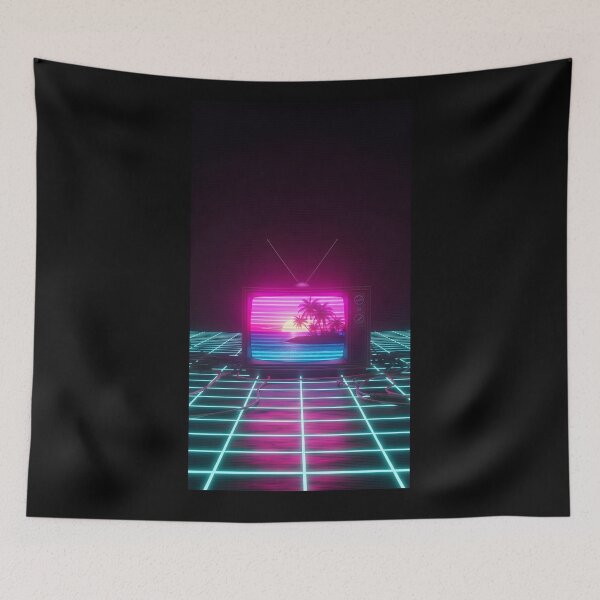 Item preview, Neon Synthwave Sunset in a Retro TV designed and sold by powersunlight.