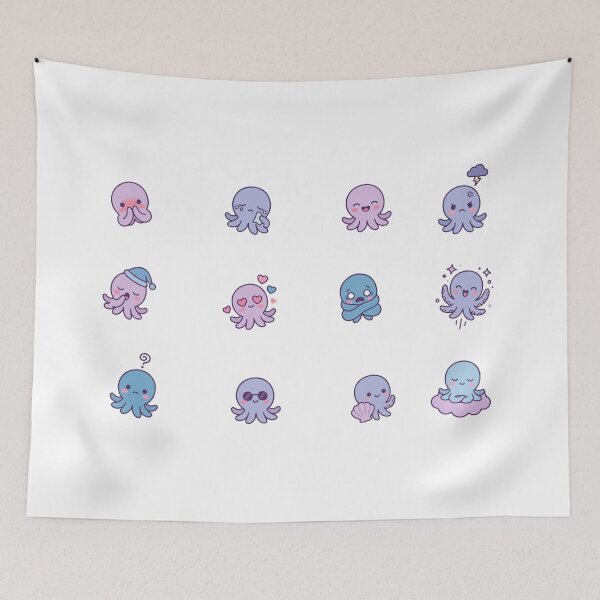Item preview, Kawaii Octopus Mood Tracker - Cute Emotion Sticker Pack designed and sold by AliveStyle.