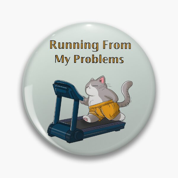 Item preview, Running From My Problems – Funny Cat Treadmill Meme designed and sold by BlackCat Vibe.