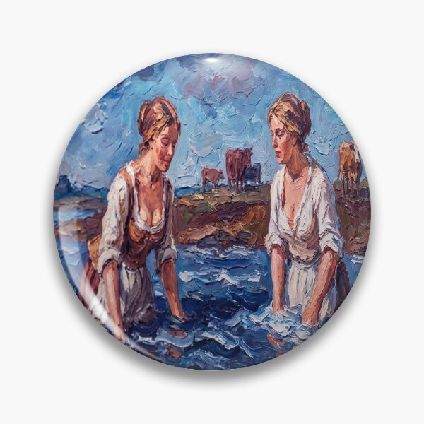 Item preview, Living River Light: Expressive Oil Realism of Bathers, Grazing Cattle, and Towering Summer Clouds designed and sold by ARTCREATESHOP.