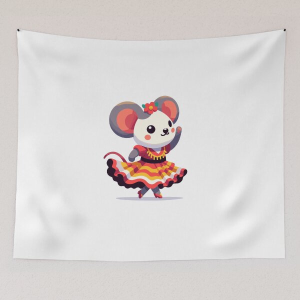 Item preview, Cute Flamenco Dancing Mouse Cartoon – Funny Spanish Dance Animal designed and sold by CyfroweMysli.