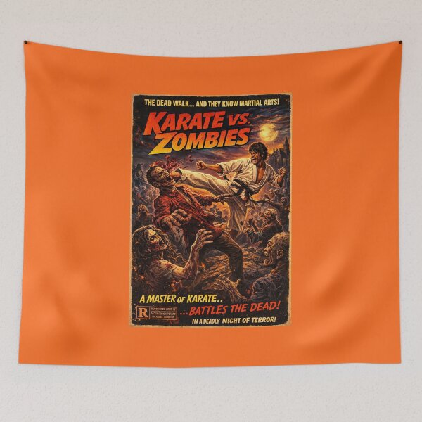 Item preview, Karate vs Zombies Vintage 70s Grindhouse Horror Movie Poster Shirt designed and sold by GhostDawgs.