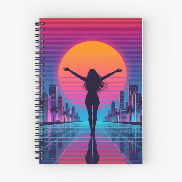 Item preview, Joyful Woman with Sunset Background Synthwave designed and sold by Craigonart.