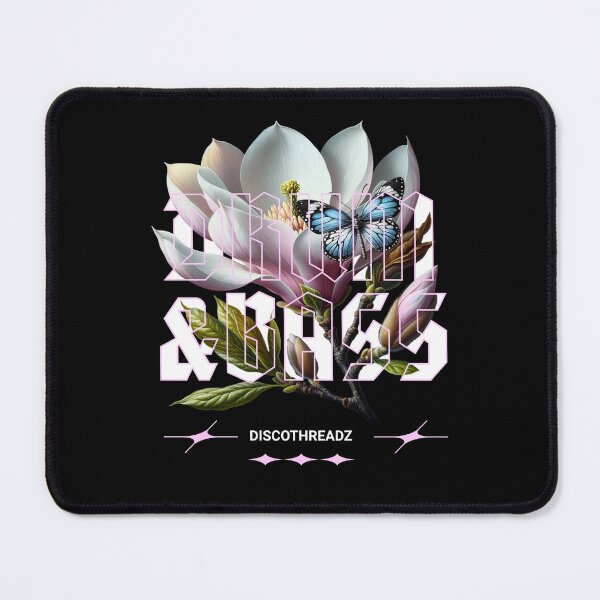 Item preview, DRUM AND BASS - Floral Outline (White) designed and sold by Discothreadz.