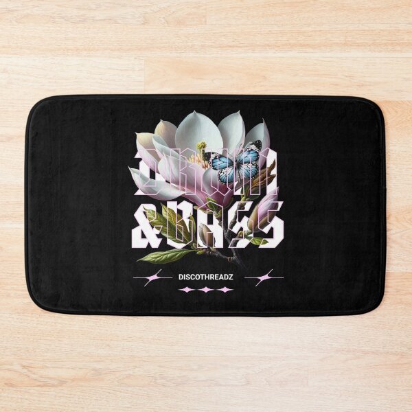 Item preview, DRUM AND BASS  - Floral Outline (White)  designed and sold by Discothreadz.