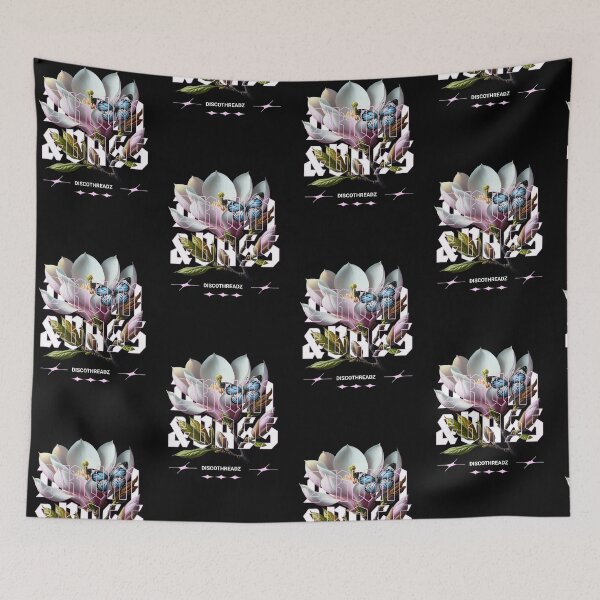 Item preview, DRUM AND BASS  - Floral Outline (White)  designed and sold by Discothreadz.