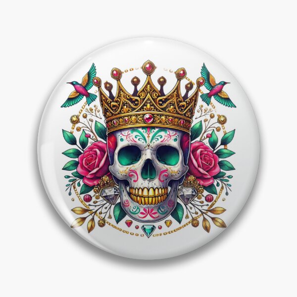 Item preview, Royal Sugar Skull King - Vibrant Day of the Dead Art with Roses & Hummingbirds designed and sold by j0mj0ma.