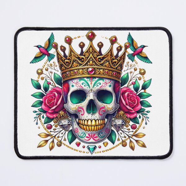 Item preview, Royal Sugar Skull King - Vibrant Day of the Dead Art with Roses & Hummingbirds designed and sold by j0mj0ma.