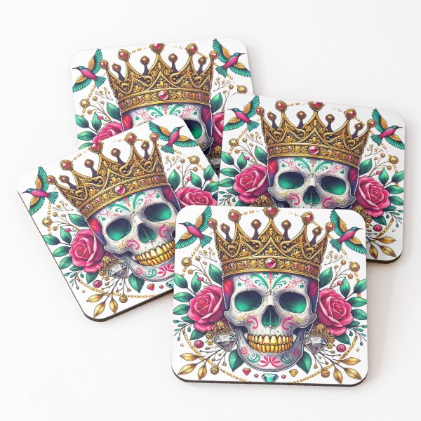 Item preview, Royal Sugar Skull King - Vibrant Day of the Dead Art with Roses & Hummingbirds designed and sold by j0mj0ma.
