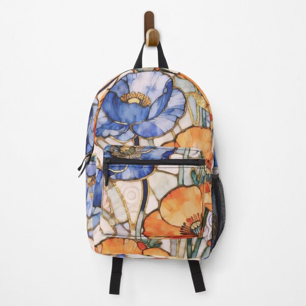 Item preview, Art Nouveau Blue and Orange Poppies designed and sold by AOCollections.