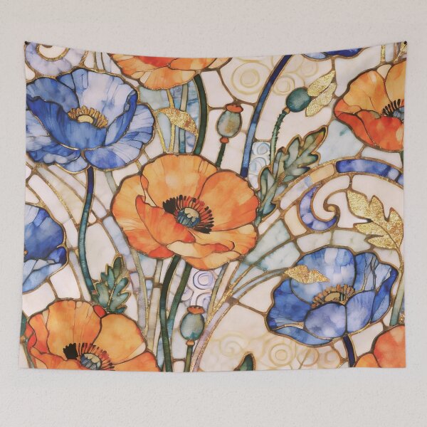 Item preview, Art Nouveau Blue and Orange Poppies designed and sold by AOCollections.
