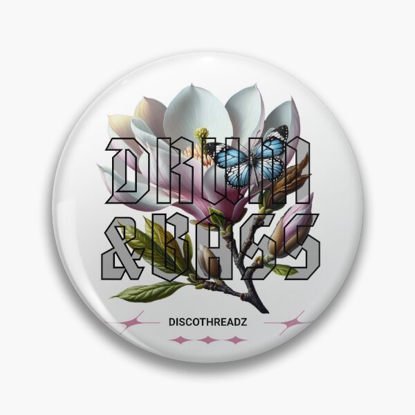 Item preview, DRUM AND BASS  - Floral Outline  (Black)  designed and sold by Discothreadz.