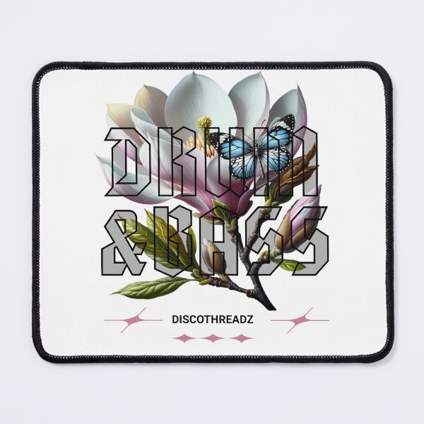 Item preview, DRUM AND BASS - Floral Outline (Black) designed and sold by Discothreadz.
