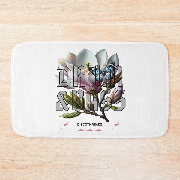 Item preview, DRUM AND BASS  - Floral Outline  (Black)  designed and sold by Discothreadz.