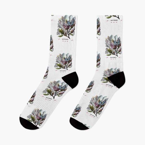 Item preview, DRUM AND BASS  - Floral Outline  (Black)  designed and sold by Discothreadz.