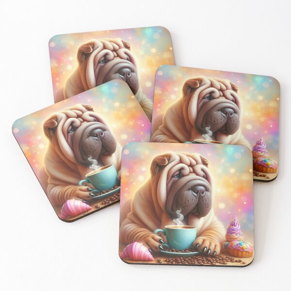 Item preview, Shar Pei Drinking Coffee: “Shar Pei Steam” designed and sold by The Coffee Critters.