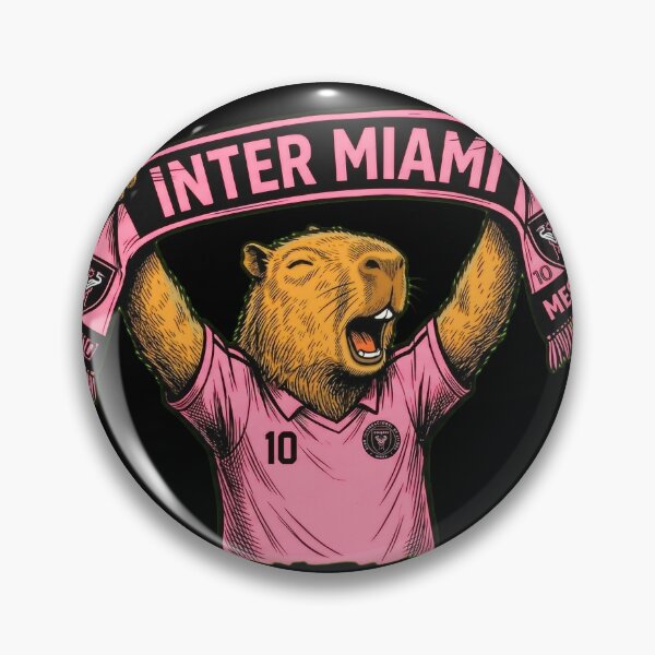 Item preview, Capybara Inter Miami Fan Celebrating – Funny Soccer Illustration with Scarf designed and sold by Golden Chaos.