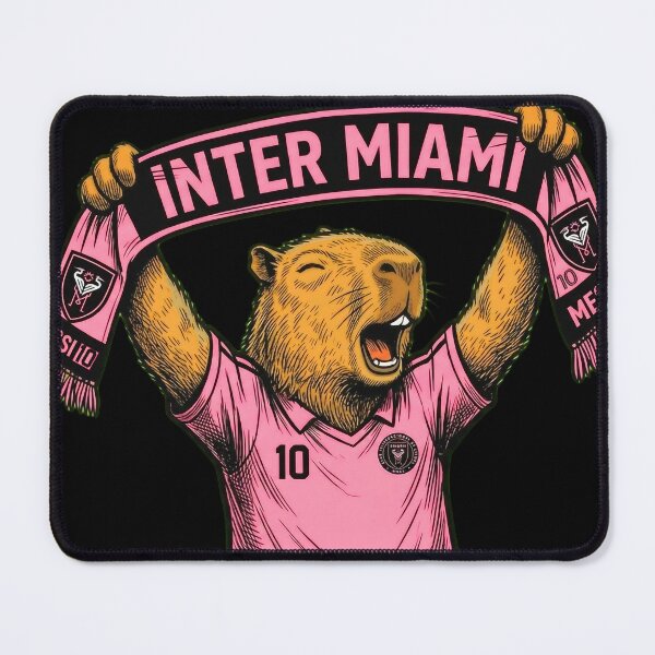 Item preview, Capybara Inter Miami Fan Celebrating – Funny Soccer Illustration with Scarf designed and sold by Golden Chaos.