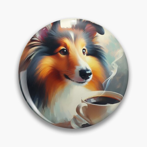 Item preview, Shetland Sheepdog Drinking Coffee: “Sheltie Steamer“ designed and sold by The Coffee Critters.