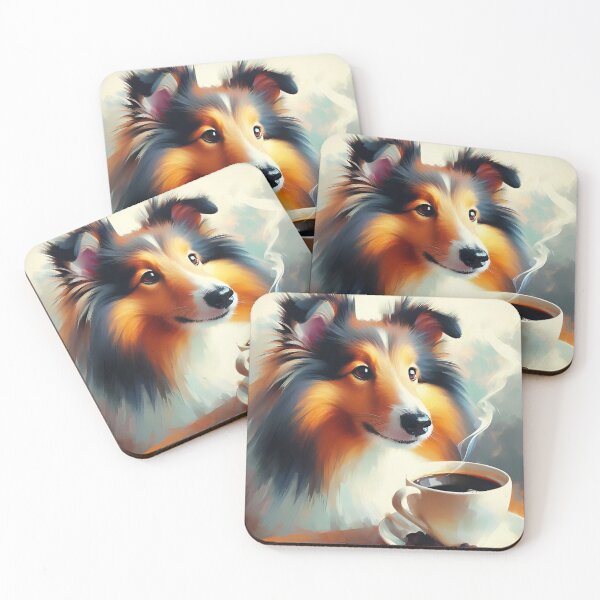 Item preview, Shetland Sheepdog Drinking Coffee: “Sheltie Steamer“ designed and sold by The Coffee Critters.