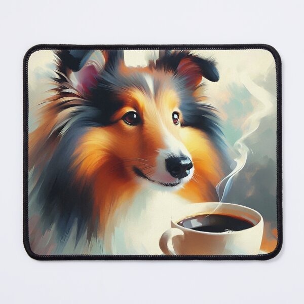 Item preview, Shetland Sheepdog Drinking Coffee: “Sheltie Steamer“ designed and sold by The Coffee Critters.