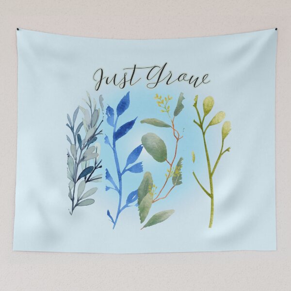 Item preview, Just Grow: Luminous Blue Botanical Stems Watercolor Art designed and sold by PriyaMagic.