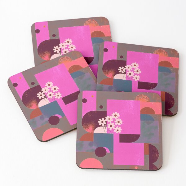 Item preview, Pink Geometric Floral – Art Deco Botanical Composition designed and sold by joycrysstudio.