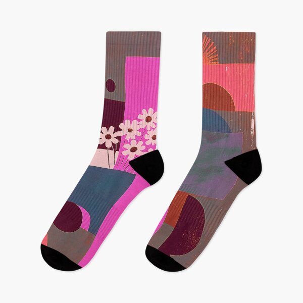 Item preview, Pink Geometric Floral – Art Deco Botanical Composition designed and sold by joycrysstudio.